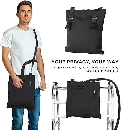 Miniatura 7 de Soporte para bolsa de drenaje de orina, fundas para bolsa de catéter con funda de tubo con cremallera y correa ajustable, tela de buceo suave, fácil