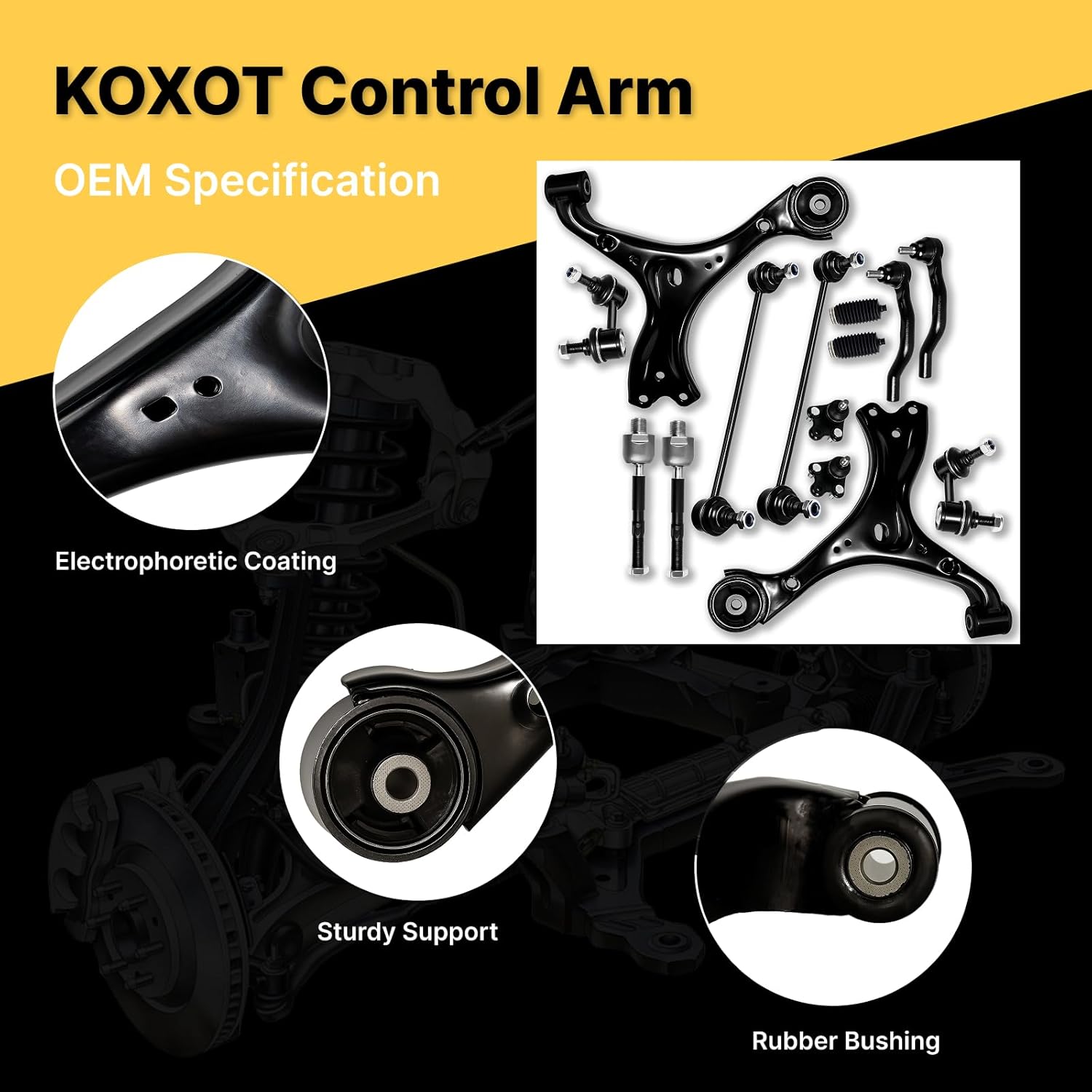 14Pcs Front/Rear Suspension Kit Control Arm Ball Joint Sway Bar Tie Rod for Honda Civic 2013 2014 2015, Replace OE# K623123 K623124 K500234 K750604 K750125 K750126 ES800912 ES800913 EV800906