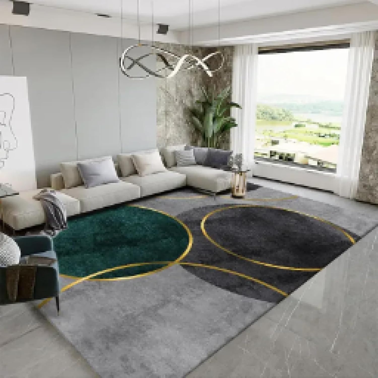 Light Luxury Geometric Carpet Home Lounge Large Area Rug Living Room Decor Carpets Soft Bedroom Rugs Thick Entrance Doormat 16x24inch