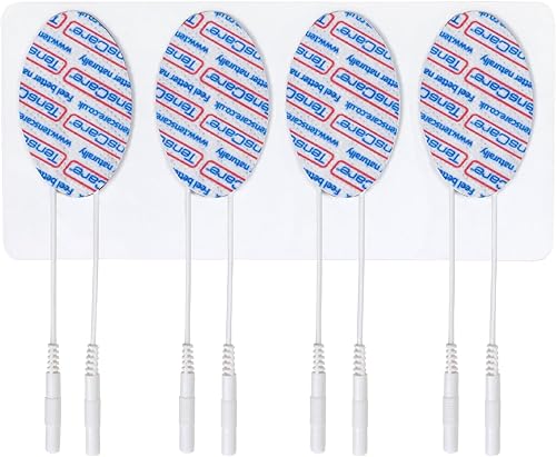 TensCare Almohadillas de repuesto ovaladas TENS de 1 x 2 pulgadas, 1 paquete de 4 electrodos, almohadillas reutilizables sin látex de 0.079 in para