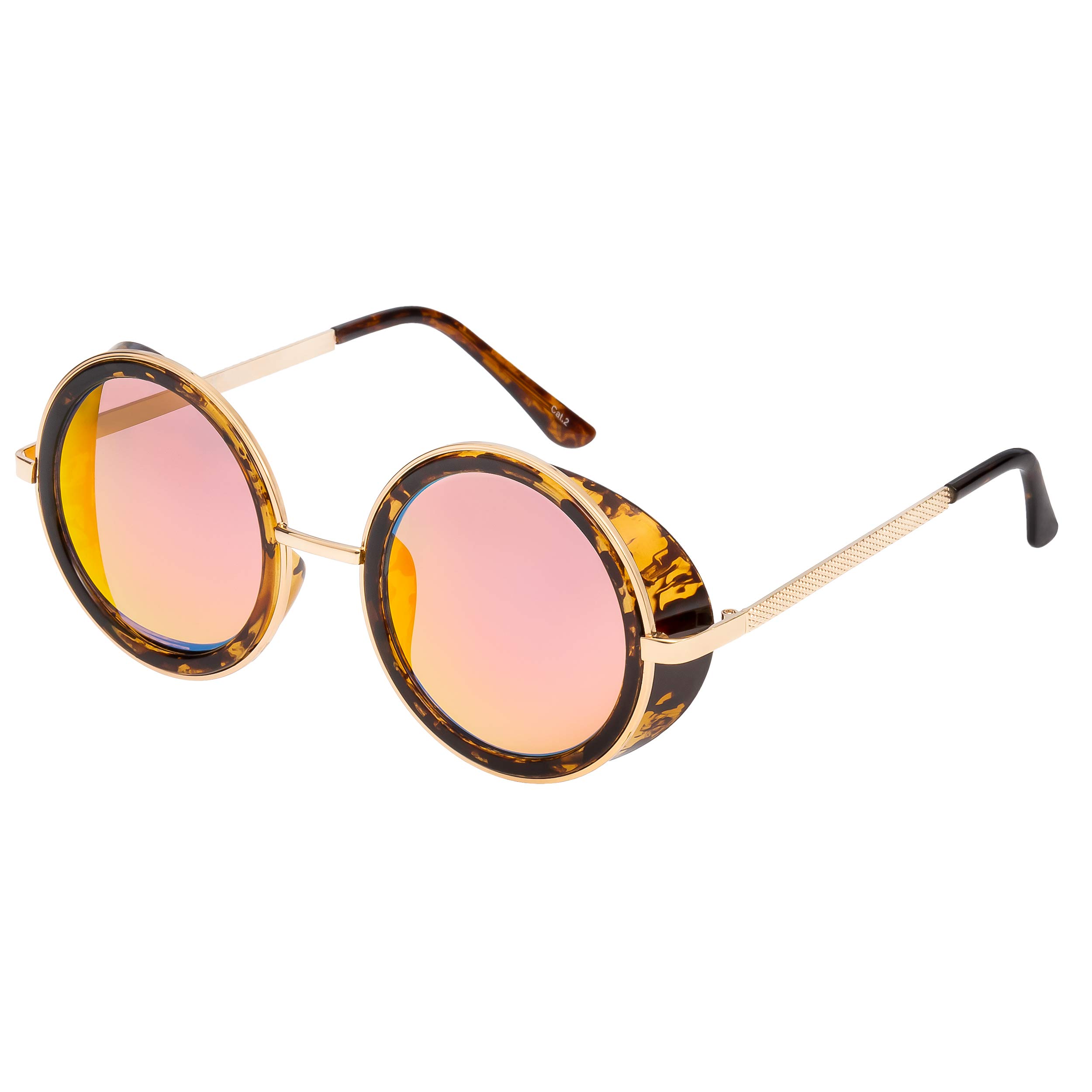 Havana Steampunk Glasses Cyber 50s Round Retro Vintage Goggles Sunglasses UV400