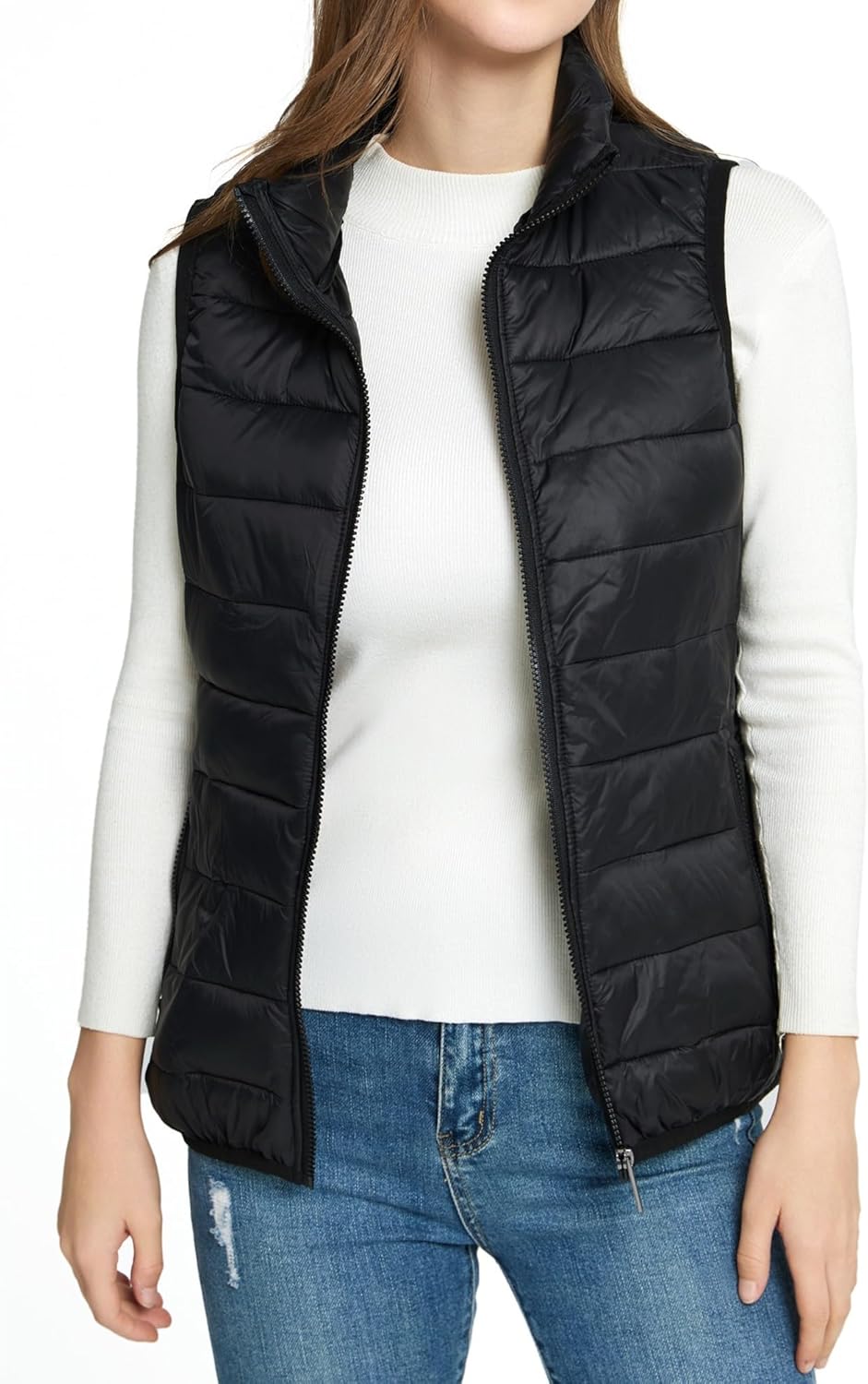 Alpine Swiss Jodie Womens Puffer Vest Down Alternate Insulated Vest Jacket Packable Layering Outerwear Windproof Zip Pockets - Image 5