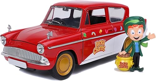 Jada 1:24 Diecast Lucky Charms 1959 Ford Anglia con Lucky TheLepruchan Figura