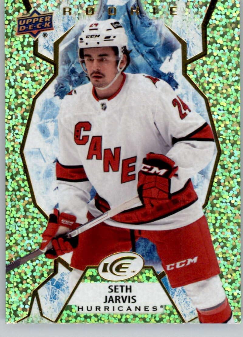 2021-22 Upper Deck Ice Green #150 Seth Jarvis RC Rookie Card Carolina Hurricanes Official NHL Hockey Card in Raw (NM or Better) Condition