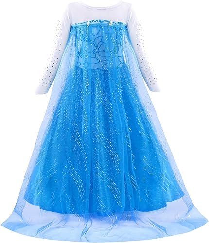 Miniatura 5 de Eledobby Elsa - Disfraz de princesa para niñas reina de la nieve vestidos elegantes de princesa The Frozen Cosplay Cosplay ropa de Halloween con