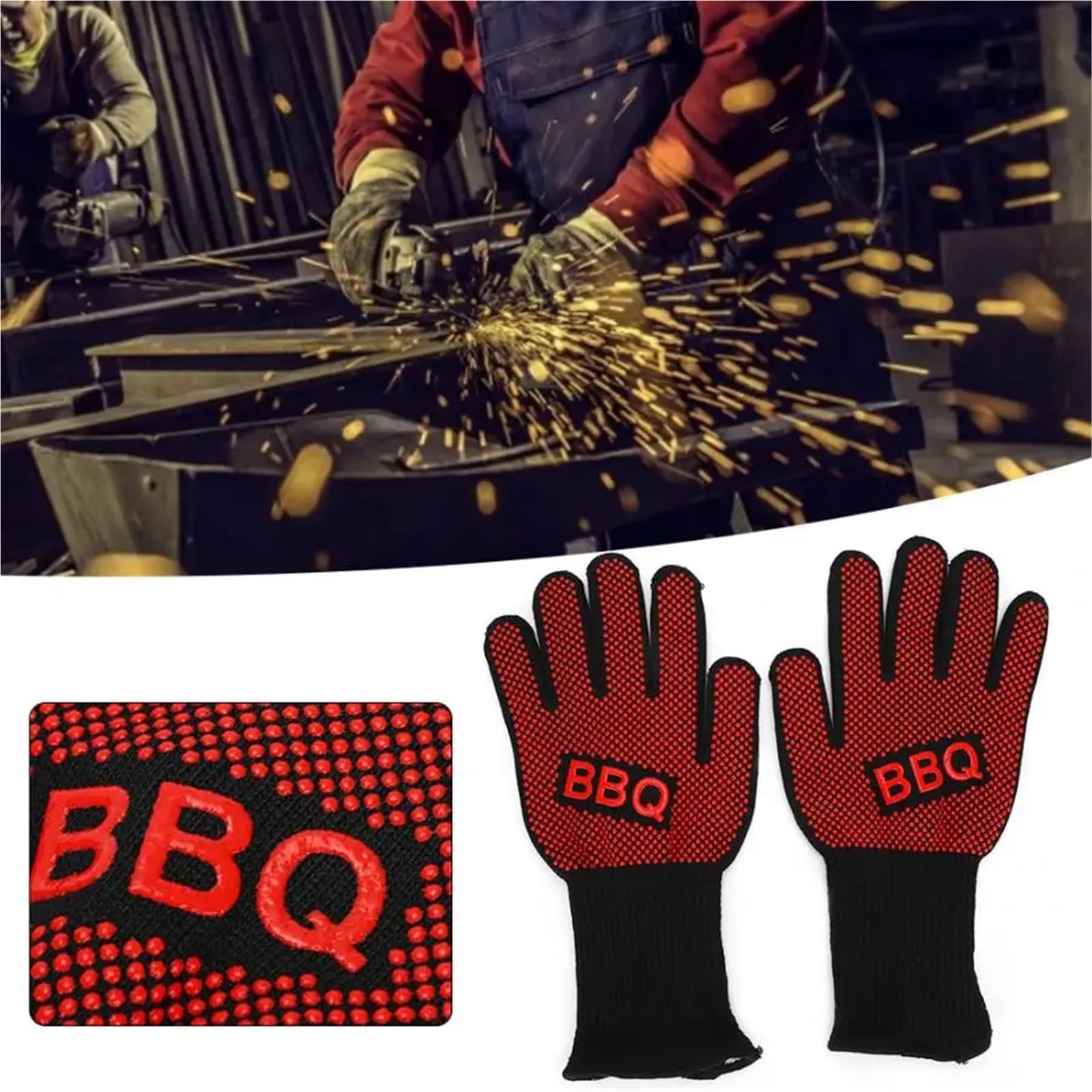 1 paio 800 gradi resistenti al calore guanti antincendio ignifugo antiscivolo griglia ignifuga forno a microonde barbecue cottura protezione delle mani Per Grigliare