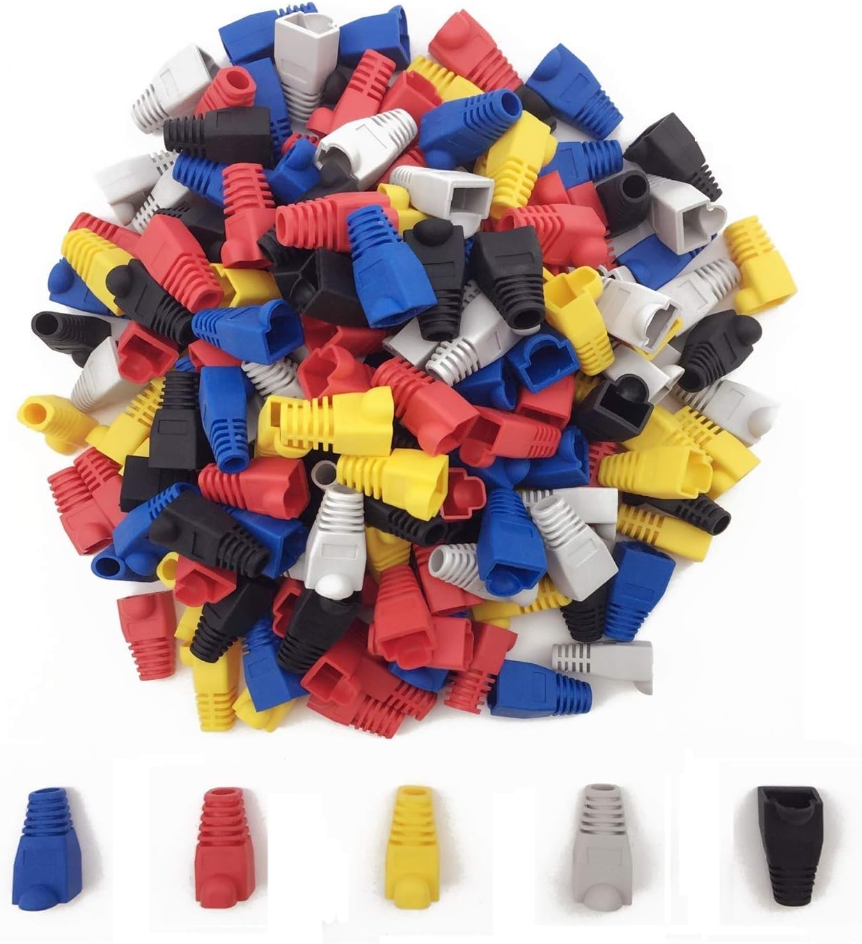 FEDUS 50-Pack Cat6 / Cat5e RJ45 Strain Relief Boots, RJ45 Boot, Cat 6 Boot, Cat6 Ethernet Boots, Blue, Suitable for 6.5mm (0.25in) Ethernet Cables