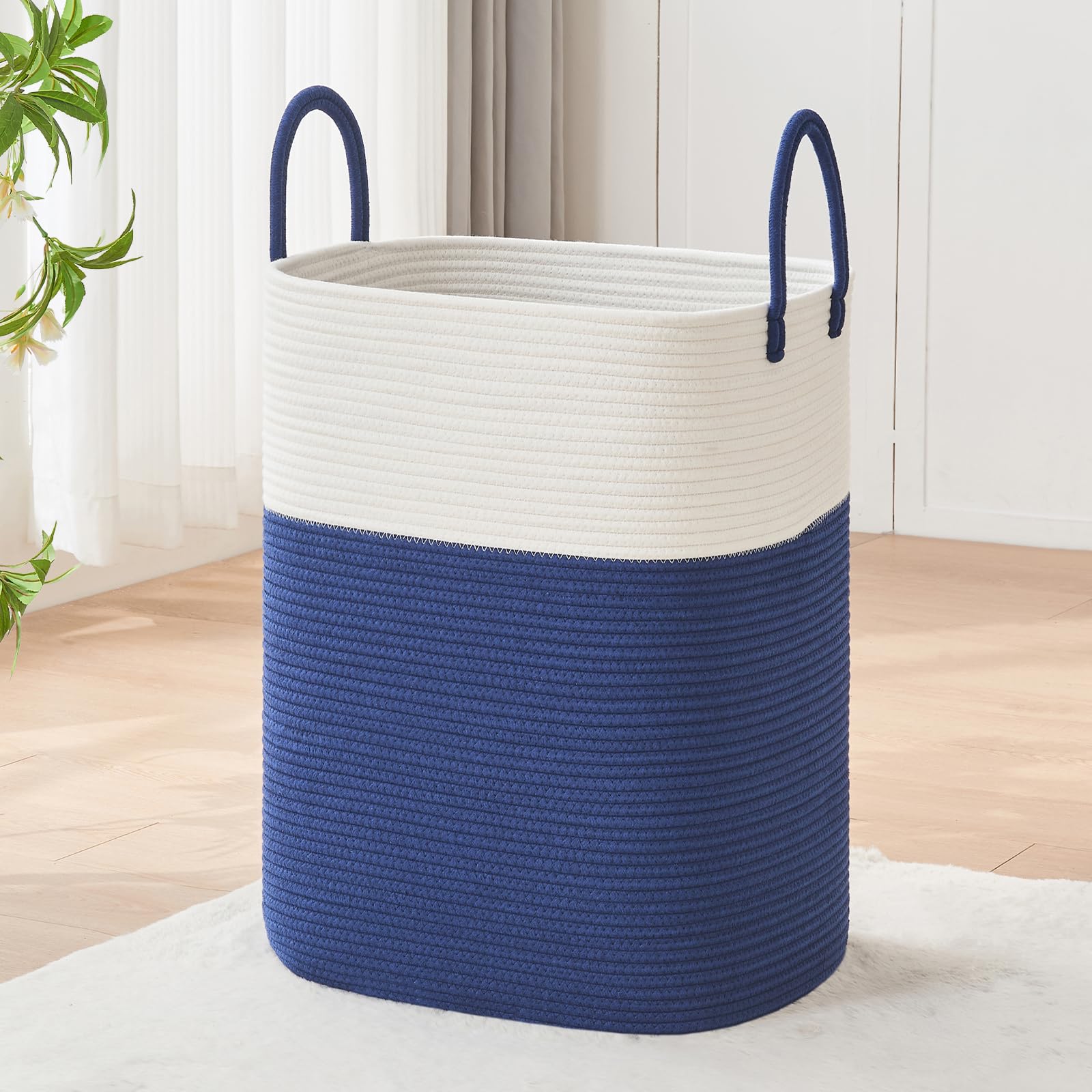 AINUOQI Laundry Basket with Handles - Blanket Basket & Hampers for Bedroom Aesthetic, Laundry Hamper & Blanket Storage for Living Room, Clothes Hamper