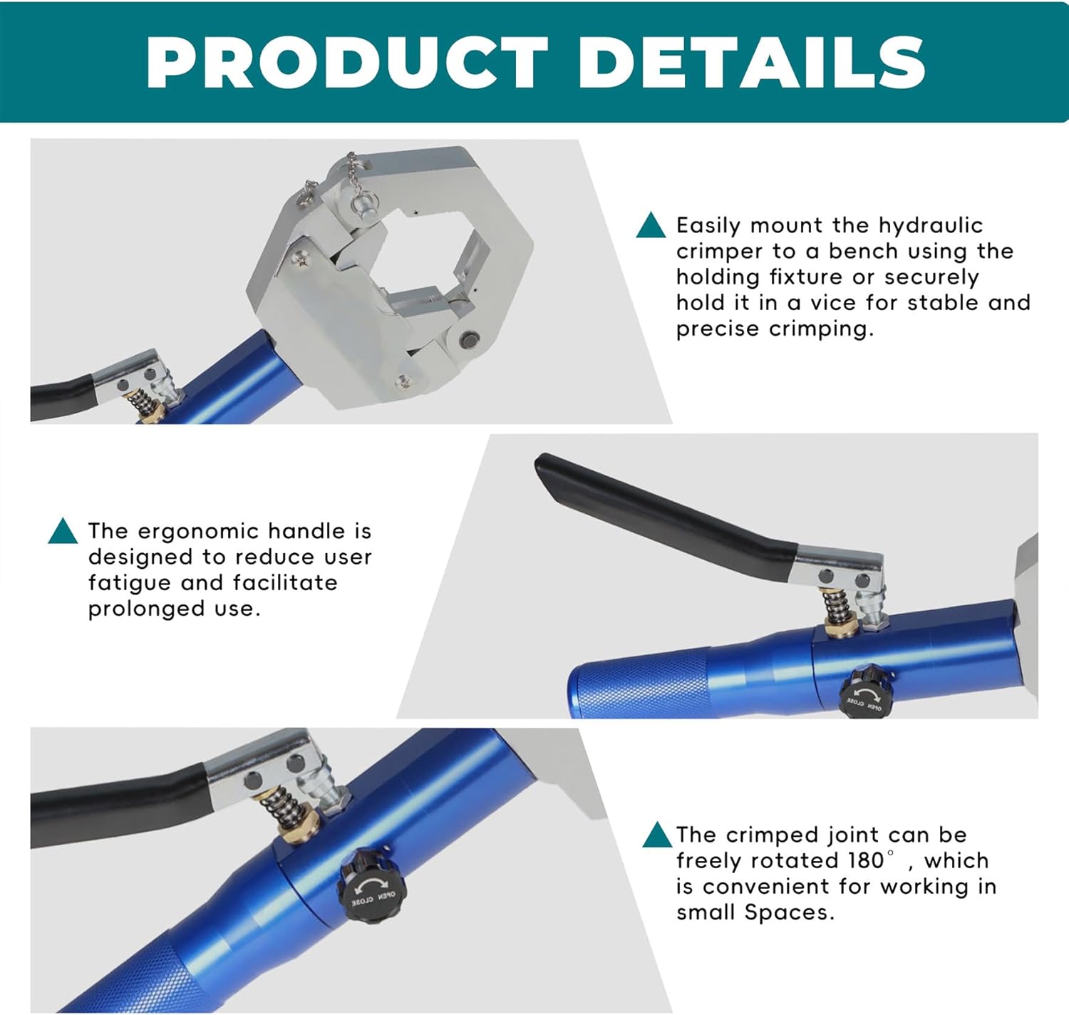 waltyotur Hydraulic A/C Hose Crimper Hydra-Krimp Crimping Tool Handheld Hydraulic Clamp A/C Set with 7 Pairs of Dies for Barbed and Beaded Hose Fittings IG-71500