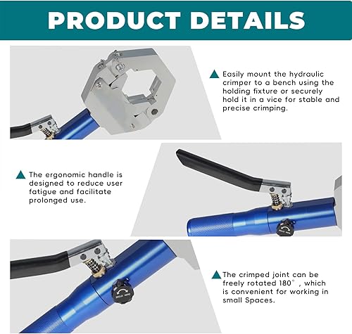 Miniatura 4 de Herramienta de prensado hidráulica de manguera de A/C Hydra-Krimp Abrazadera hidráulica de mano Juego de aire acondicionado con 7 pares de matrices