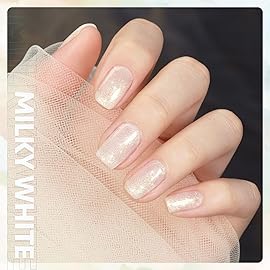 GAOY Shimmer Gel Nail Polish, 16ml Translucent Jelly Glitter Gel Polish, Soak Off UV Light Cure for Nail Art DIY at Home, 1609 Milky White