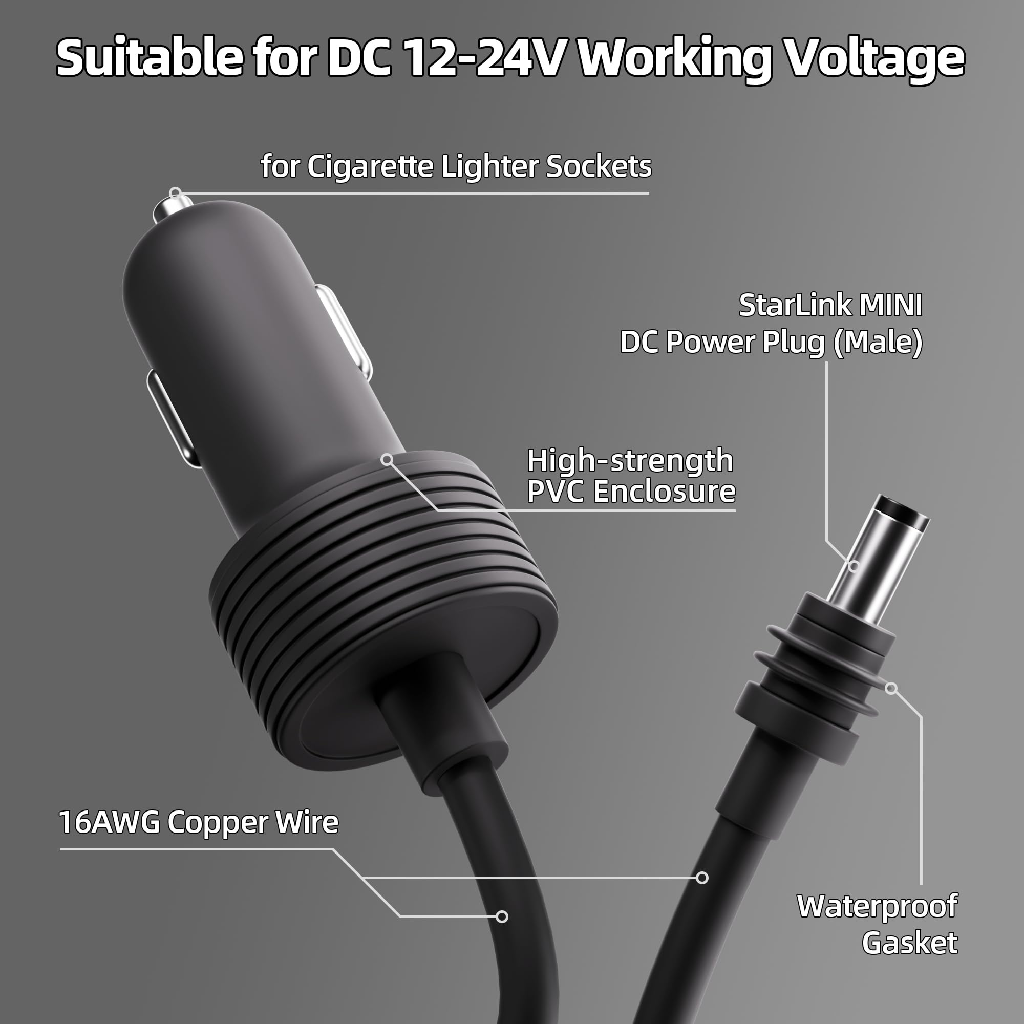 Amazon.com: Starlink Mini Power Cable 10FT/3M Cigarette Lighter Adapter, Car  Charger 12V-24V DC Power Cord for Starlink Mini, Direct to Cigarette Lighter,  DC Male to Lighter Plug for Vehicle Use : Automotive