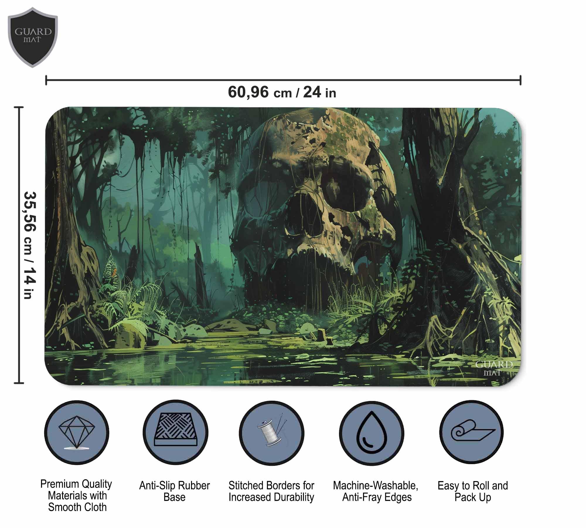 GuardMat Swamp of Shadows (szyte krawędzie) - Magiczna mata do kart do gry Magic The Gathering - Playmat kompatybilny z MTG, Pokemon, Władca Pierścieni, TCG, Gry planszowe