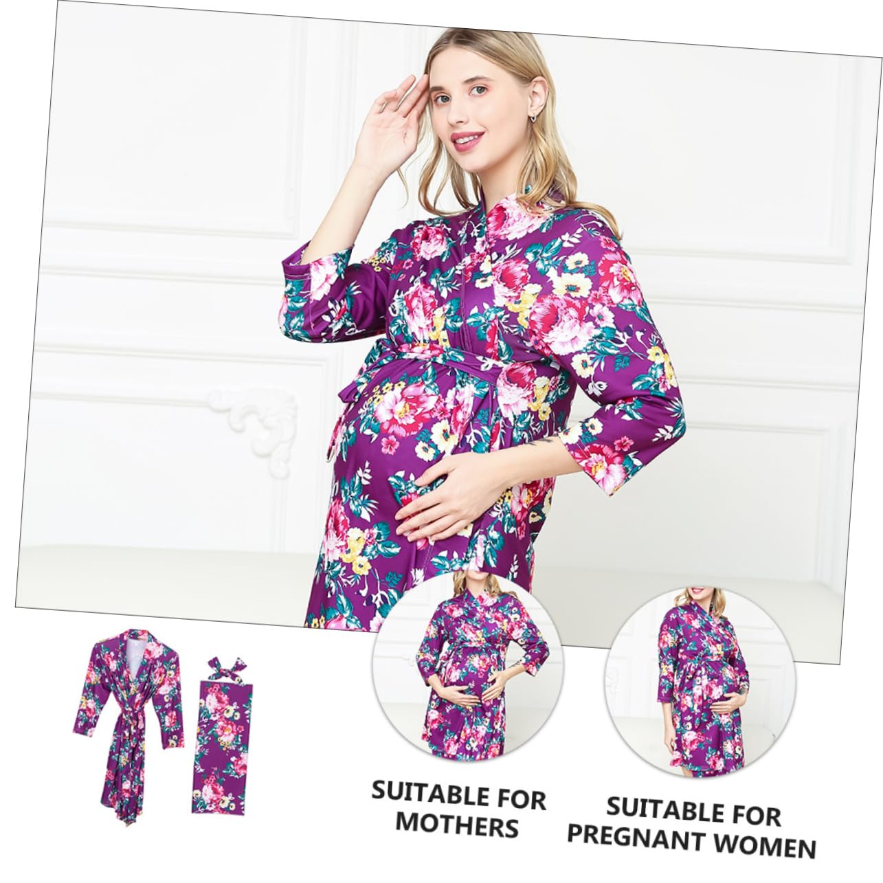 SHERCHPRY Camicia Da Notte Premaman Cardigan Trasparente Per Le Donne Coperta Per Neonati Da Allattamento Per Le Donne Che Allattano Da Sposa Cardigan Da Salotto Cotone