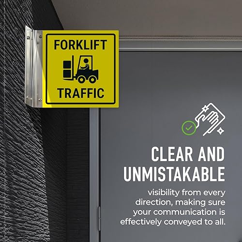 Miniatura 4 de Cartelera de proyección de tráfico para carretilla elevadora, doble cara, 6x6 pulgadas, ACM, con accesorio de níquel cepillado, fabricado en EE. UU