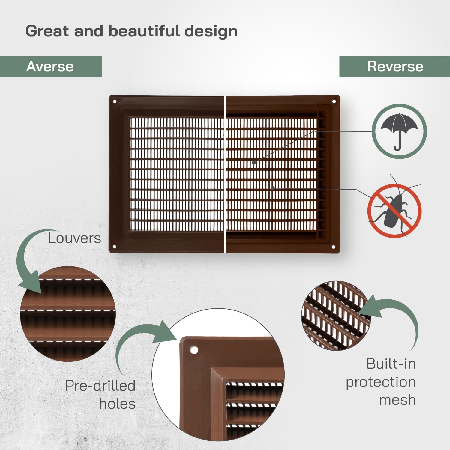 Vent Systems 250 x 170 mm / 10" x 7" Inch Brown Rectangular Plastic Air Vent Cover - Image 3