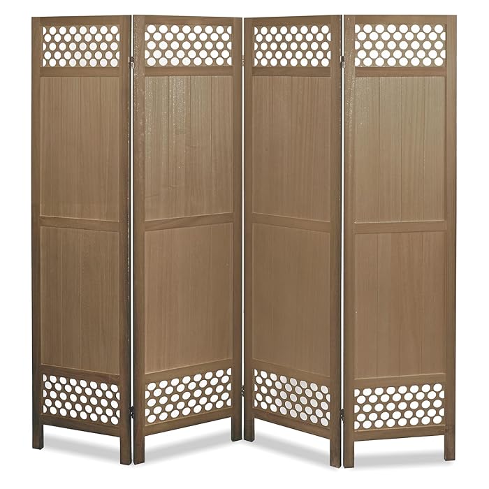 Buy Wood Room Dividers 4 Panel, 5.6 FT Tall CutOut Room Dividers and Folding Privacy Screens