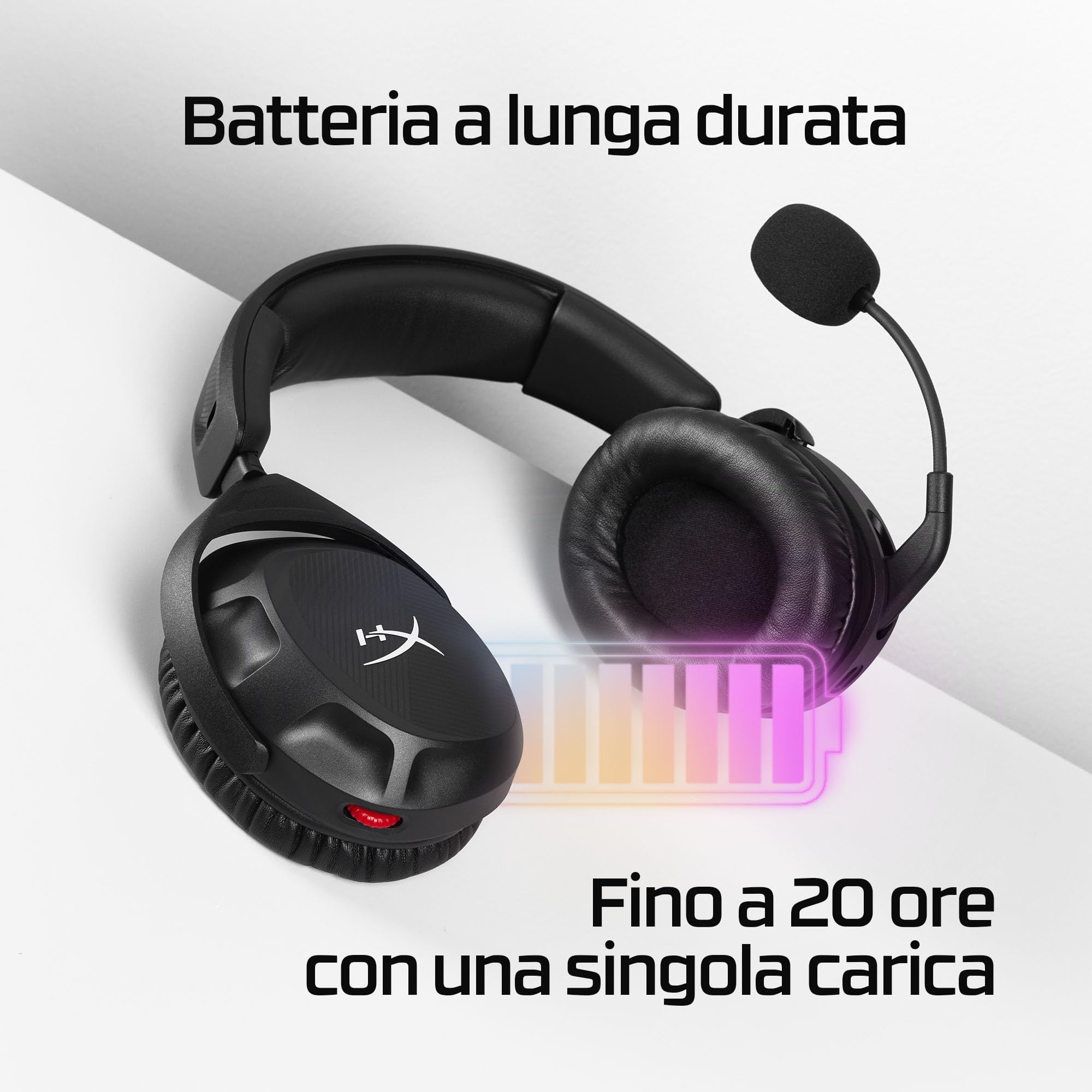 HyperX Cloud Stinger II Cuffie da Gaming Senza Filo 2,4 GHz Memory Foam Similpelle 20 Ore PC Nero