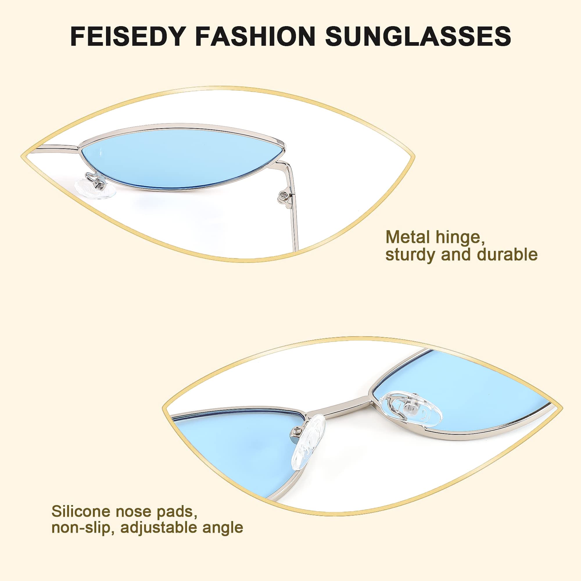 FEISEDY Fashion Designer Sunglasses Retro Small Petals Shape Arc Temple Design B2298