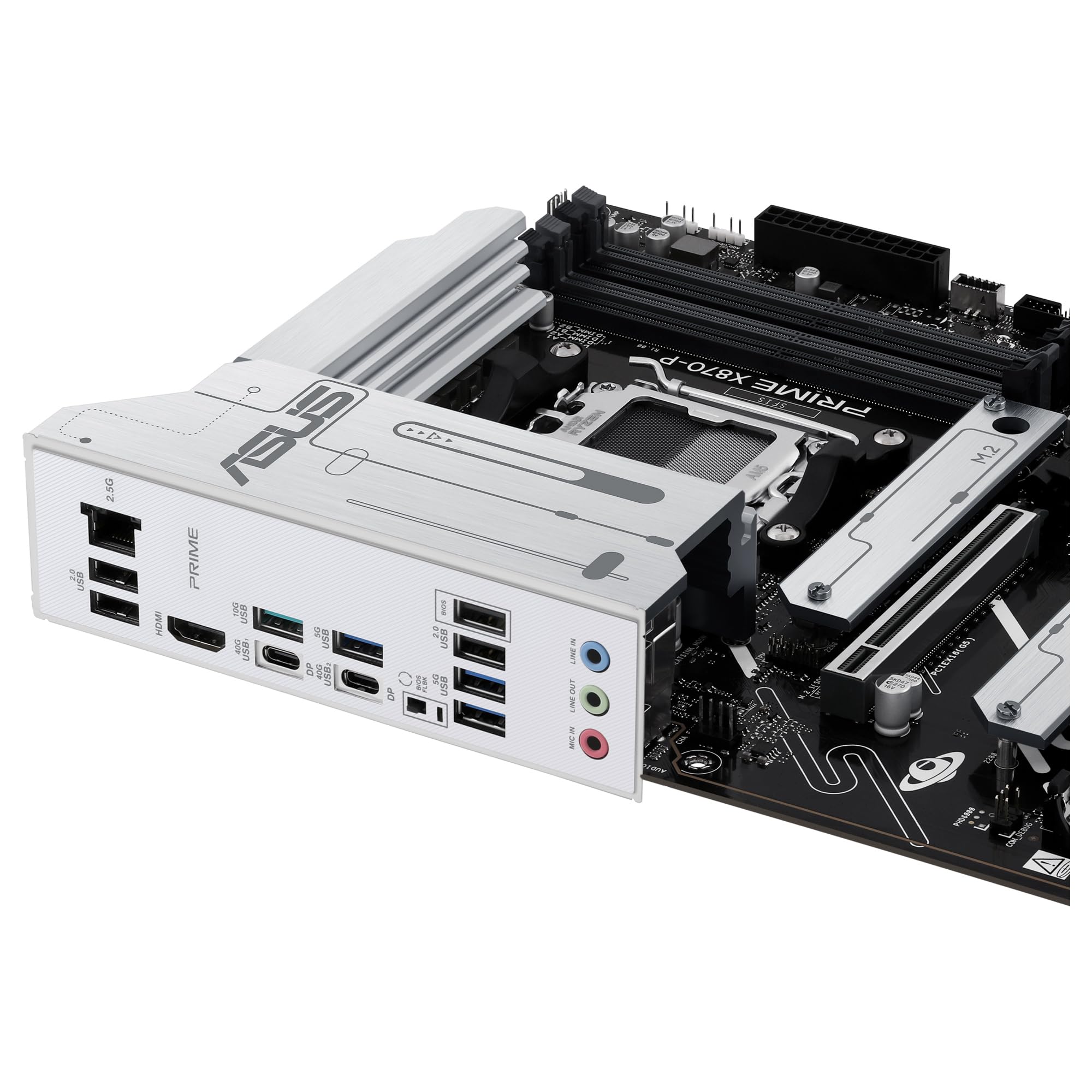 ASUS Prime X870-P - Placa Base AMD ATX, 14+2+1(80A) etapas de alimentación, PCIe 5.0 x16 Compatible con GPU de última generación, 4X M.2, DDR5, PCIe Q-Release