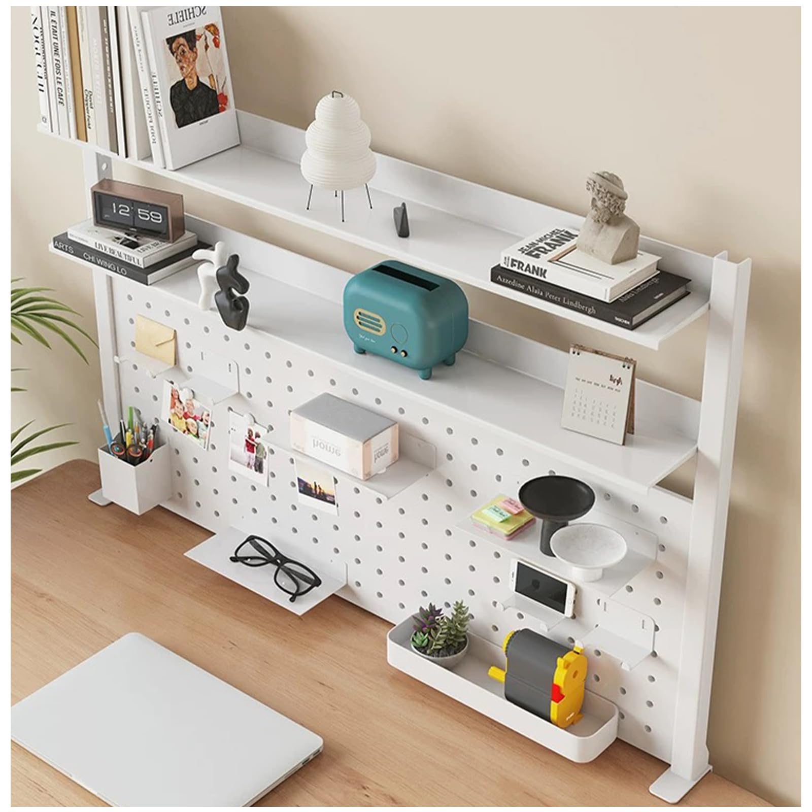 XXHOFTPJZ 51in Clamp on Desk Organizer Shelf, Desk Extender with Pegboard, Gaming/Computer Desk Accessories with Shelf, Privacy Panel for Office,