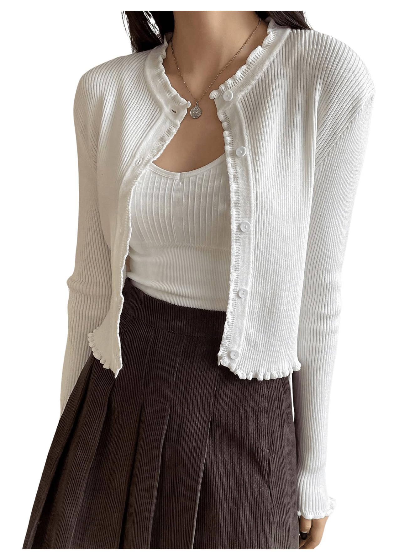 GORGLITTER Womens Knit Cardigan Open Front Button Down Crop Sweater Dressy Fashion Trendy 2025