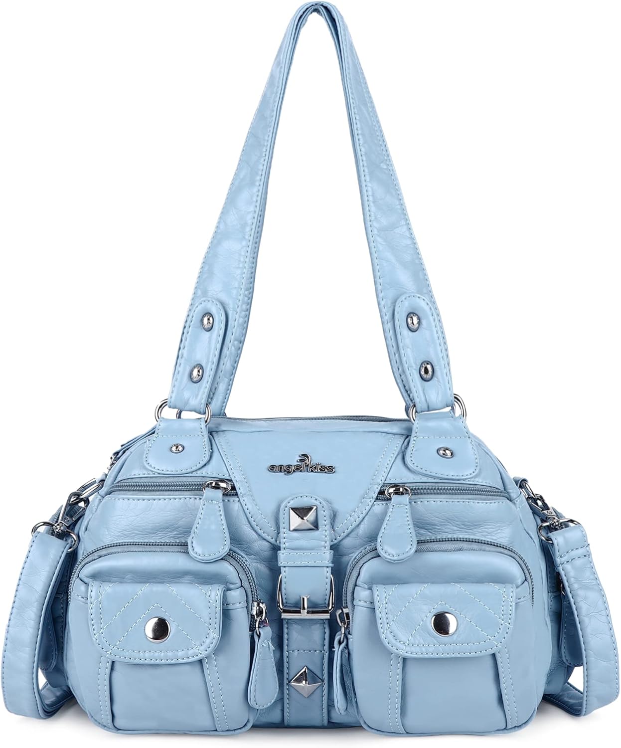 Angel Kiss Hobo Crossbody Purses for Women Shoulder Bag Multipocket Soft Hobo Purses Removable Strap Leather Handbags