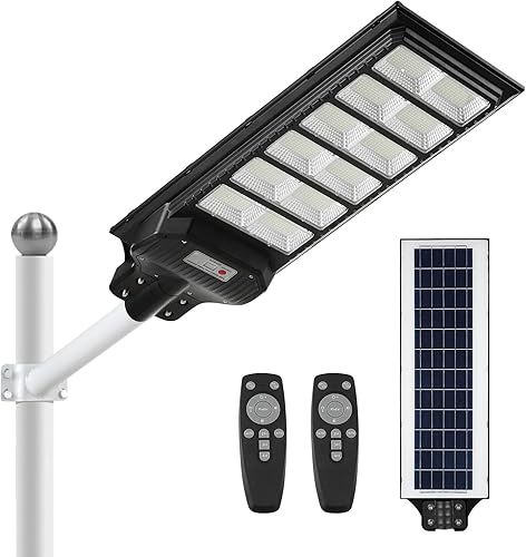 VEVOR Luz solar de calle de 600 W, luces de inundación solares LED para exteriores 60000lm con control remoto infrarrojo, IP66 impermeable, sensor