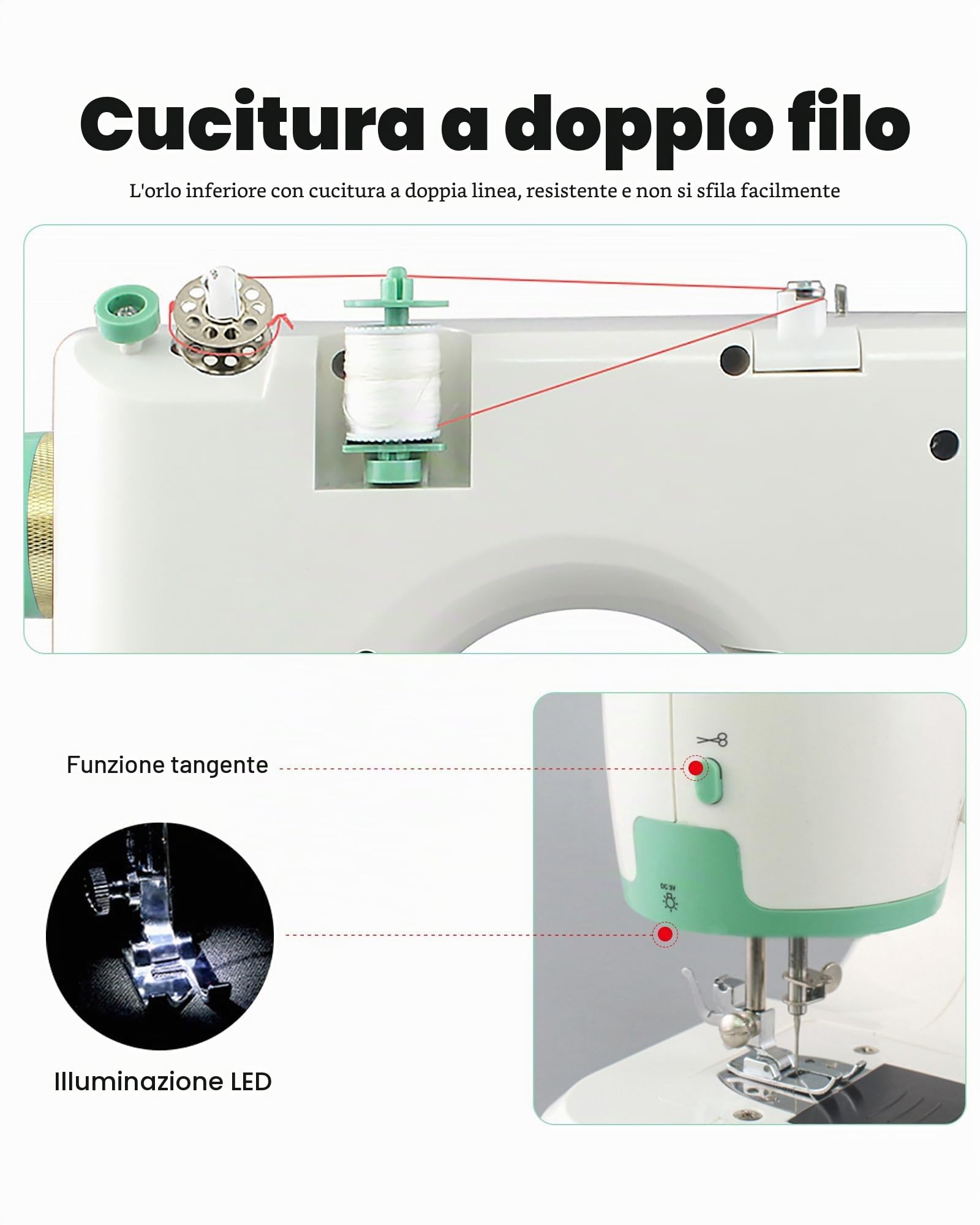 Macchina da cucire, macchina da cucire domestica multifunzionale (FLSM-520), mini macchina da cucire elettrica domestica (norme europee)