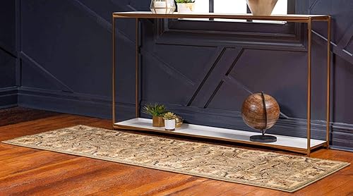 Miniatura 2 de Unique Loom - Colección Voyage - Alfombra redonda tradicional oriental, marrón, Polipropileno, verde, (GreenLight Green)