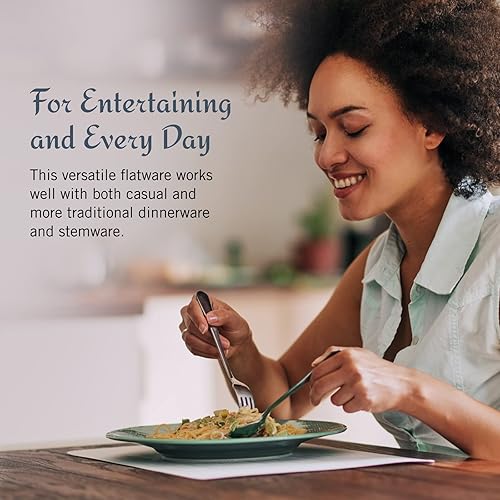 Miniatura 3 de Mikasa Satin Loft Juego de cubiertos de 65 piezas para 12, cubiertos de acero inoxidable 18/10 con tenedores, cuchillos, cucharas y utensilios