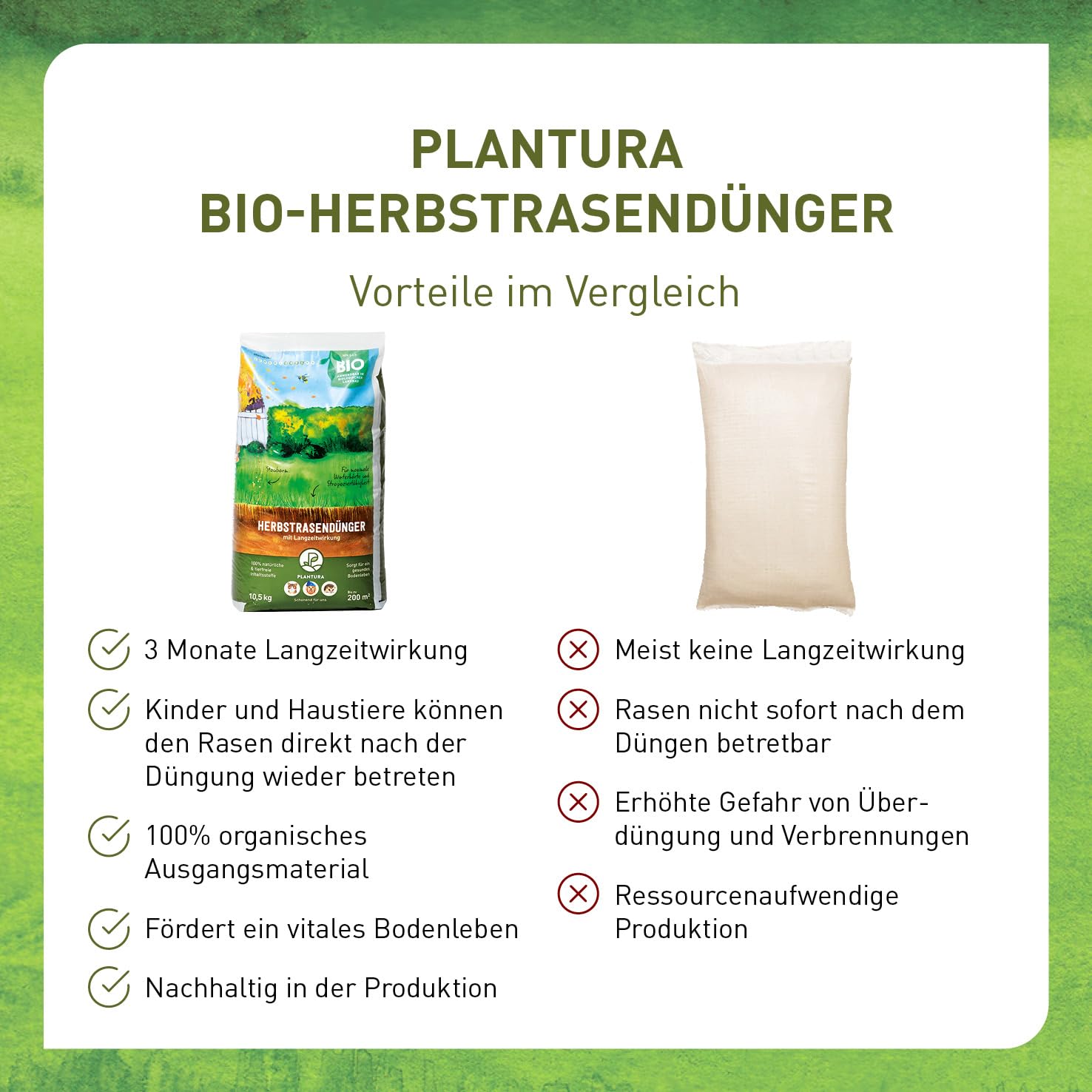 Plantura Bio-Herbstrasendünger, 3 Monate Langzeitwirkung, Kaliumdünger für maximale Winterhärte, Streuwagen geeignet, 10,5 kg für 200 m²