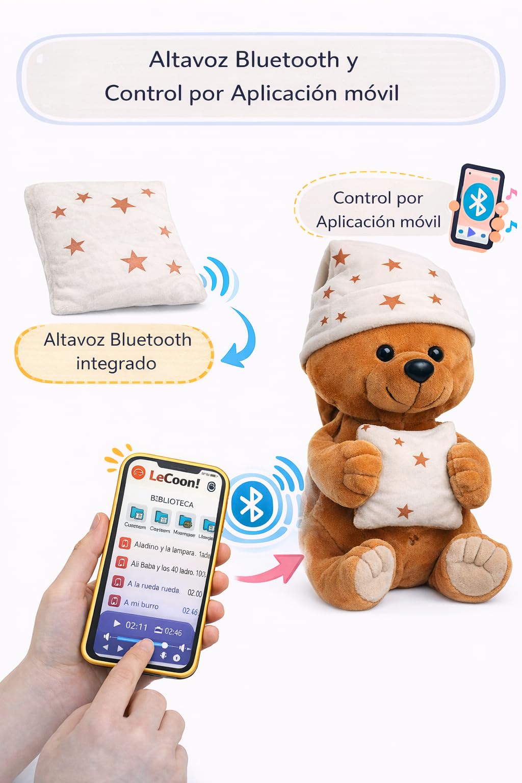 LeCoon Oso de Peluche – 500+ Historias, Canciones Infantiles y Nanas
