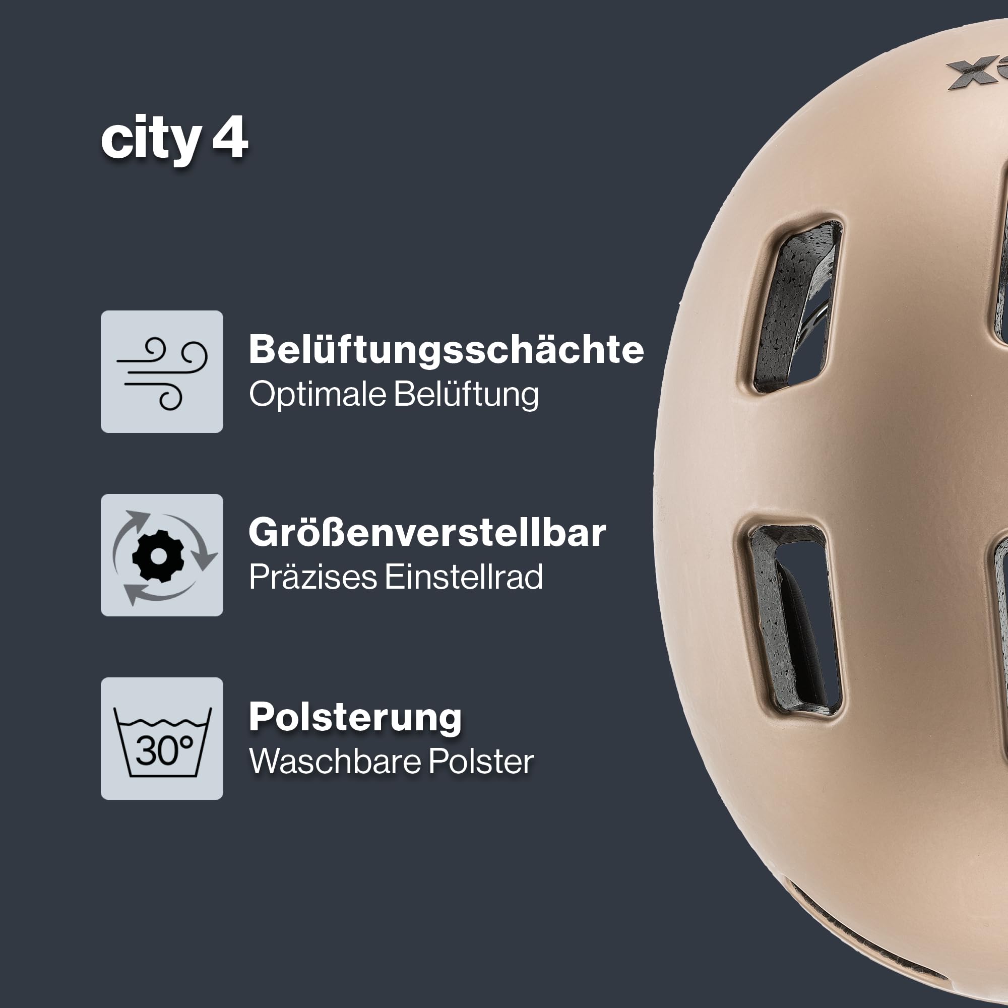 uvex City 4 - Leichter City-Helm für Damen und Herren - individuelle Größenanpassung - inkl. LED-Licht