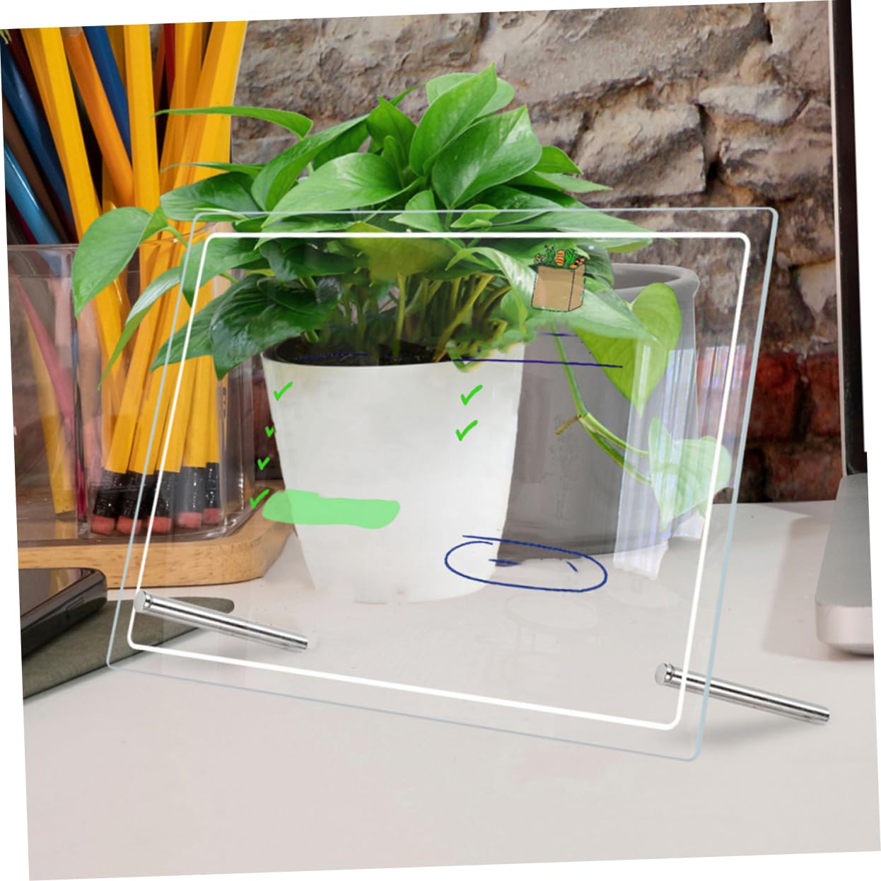 2 Stück Acryl Whiteboard Tisch Notiztafeln mit Glatter Oberfläche und Abwischbar für Büro und Haushalt Praktische Transparente Memotafel