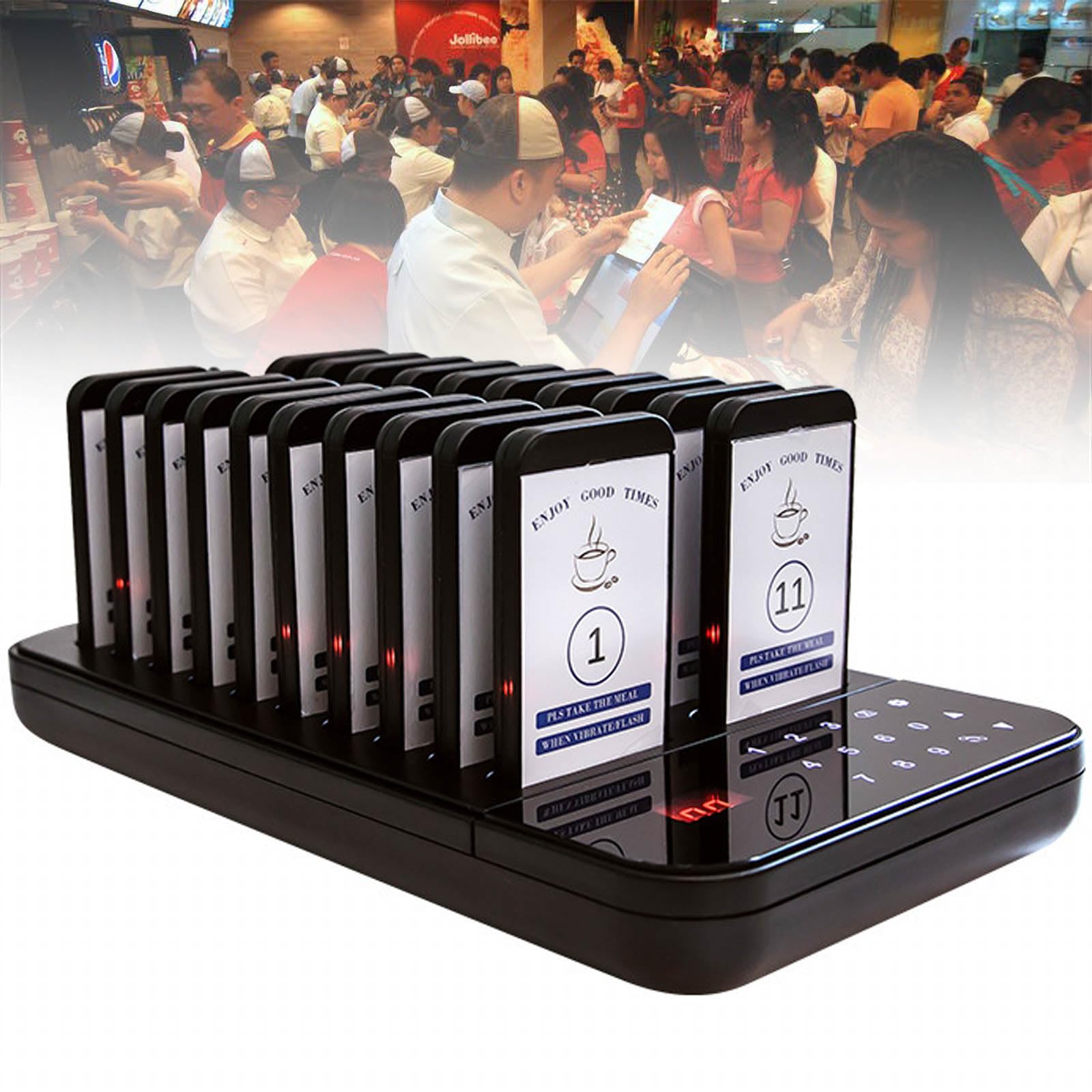 Cercapersone Ristorante, Sistema di Chiamata Wireless, 20 cicalini Ristorante + 500 Metri di Lunga Distanza + Impermeabile + 3 modalità di Richiesta,Black