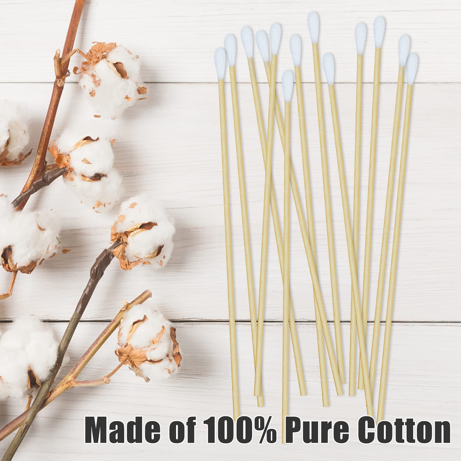 Precision - 500 Tamponi Di Cotone Lunghi 6 Pollici (15cm) | Con Punta Appuntita, Biodegradabili In Bambù