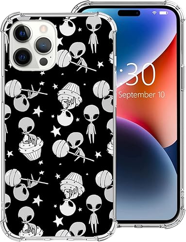 Miniatura 2 de Alien Trippy - Funda psicodélica compatible con iPhone 12iPhone 12 Pro, diseño de estrellas alienígenas ovni para iPhone para mujeres, niñas, niños,