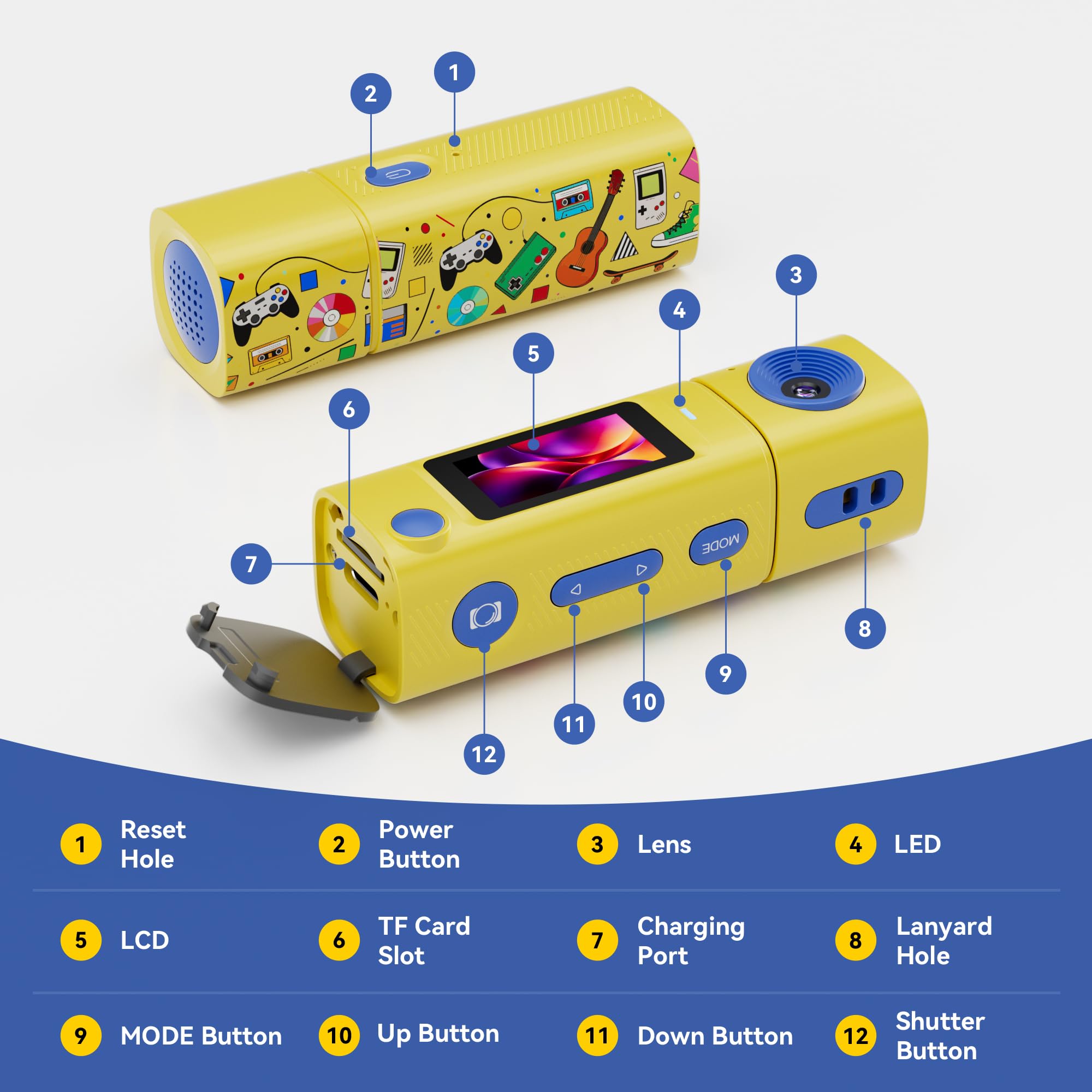 Mini-Schlüsselanhänger-Digitalkamera: 2K-Digitalkamera mit 16-GB-Karte, Vintage-Schlüsselanhänger-Kamera mit 270° drehbarem Objektiv, 400 mAh Akku, tragbare kleine Kameras mit eleganter Geschenkbox