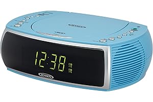 Jensen Sky Blue Modern Home CD Tabletop Stereo Clock Digital AM/FM Radio CD Player