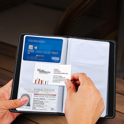 Miniatura 3 de Portatarjetas de presentación, de piel sintética, organizador de libros de tarjetas de presentación, diario con cierre elástico para 240 tarjetas,