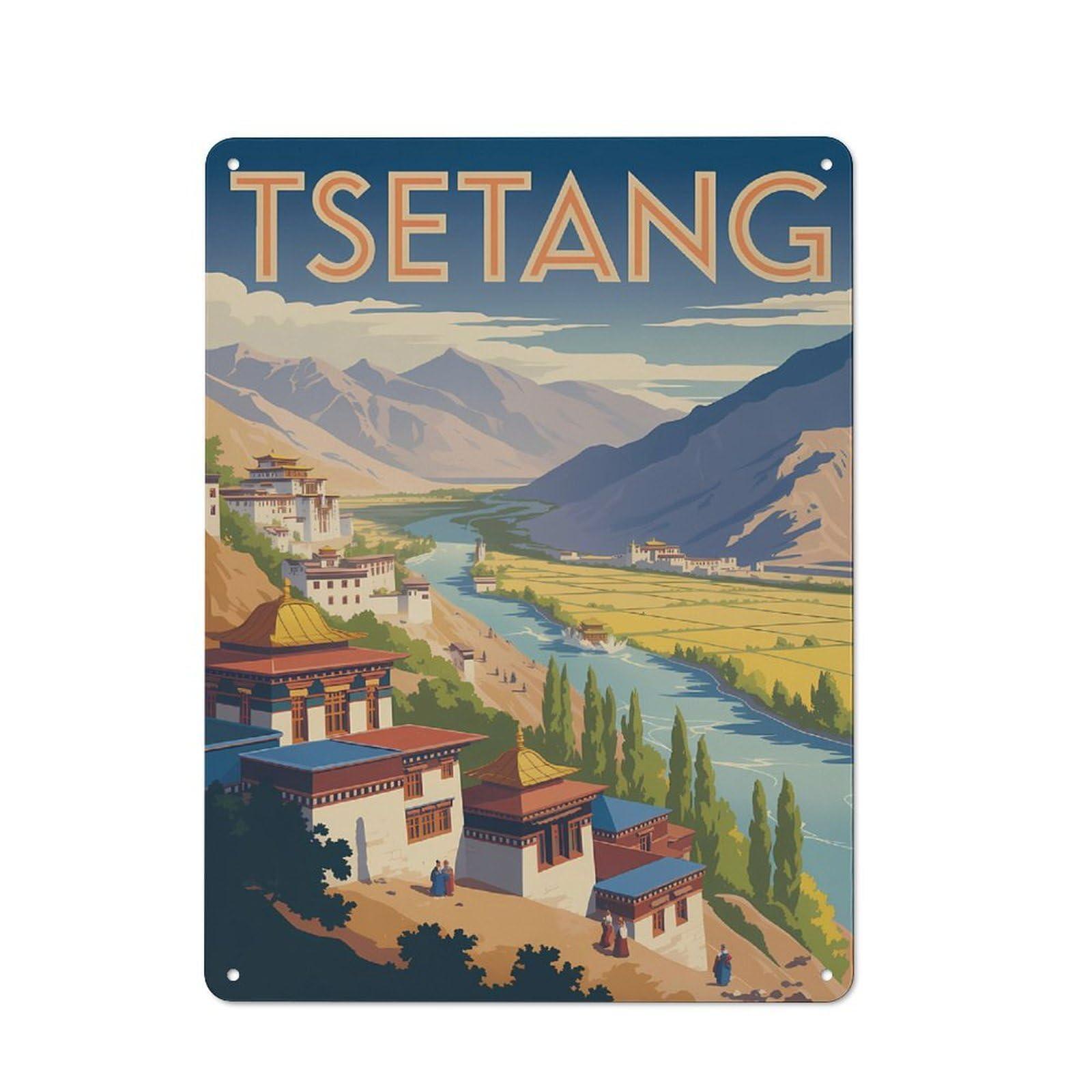 Tsetang Travel Everyday Metal Wall Decor 40x30cm, Decorative Tin Plaque for Flat, Dorm Room, Lounge Or Cafe