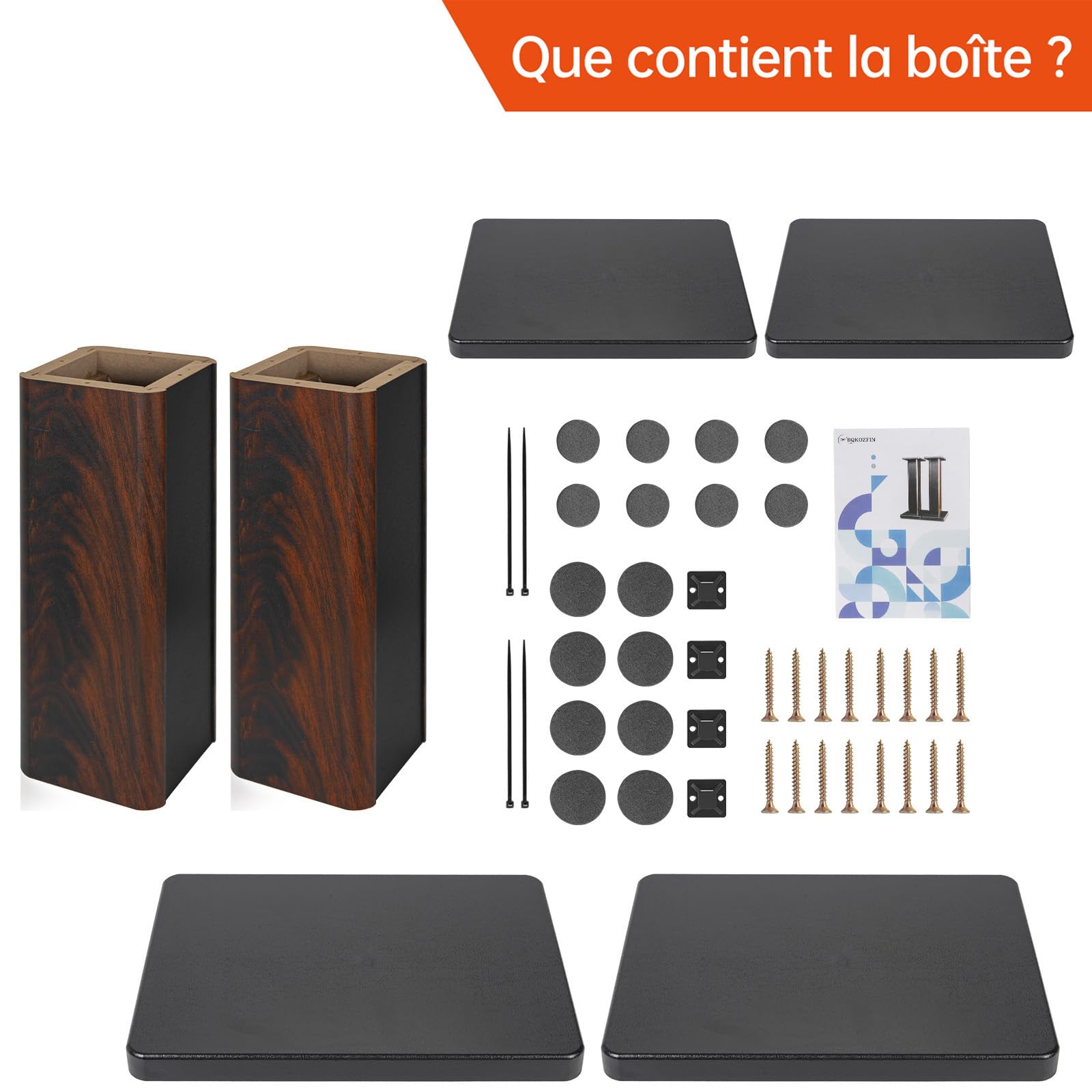 OUUTMEE Lot de 2 Pieds D'Enceintes en Bois, Charge maximale: 50KG, 30CM | Supports de Haut-parleurs Robustes, Pour Enceintes de Bibliothèque et Satellites, Support D'enceinte de Sol