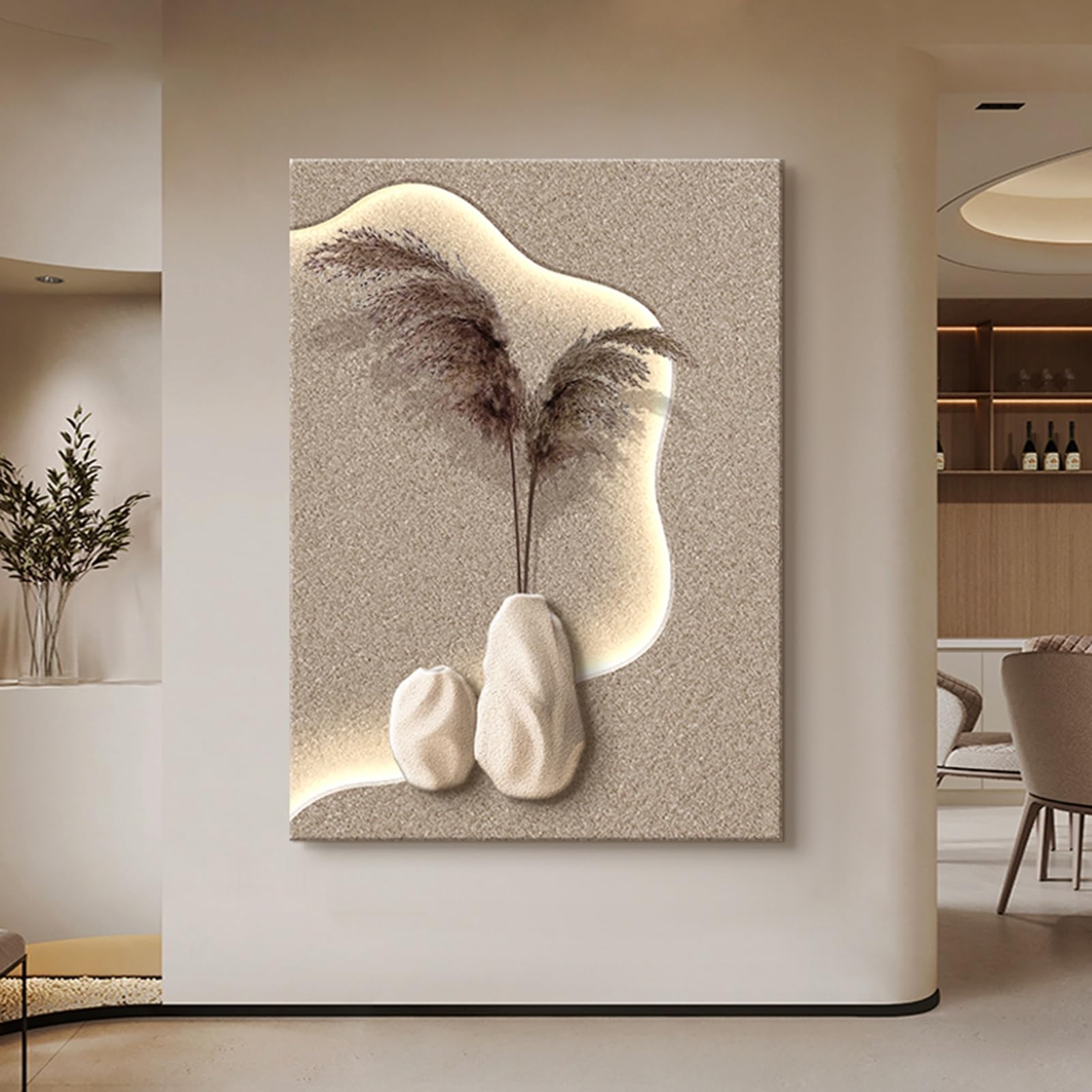 Peinture murale décorative 3D salon éclairage LED chaud pour couloir