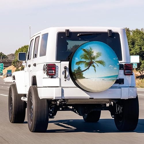 Miniatura 3 de Foruidea Palm Tree Sun Beach - Cubierta de neumático de repuesto para remolque, RV, SUV y muchos vehículos, 18 pulgadas