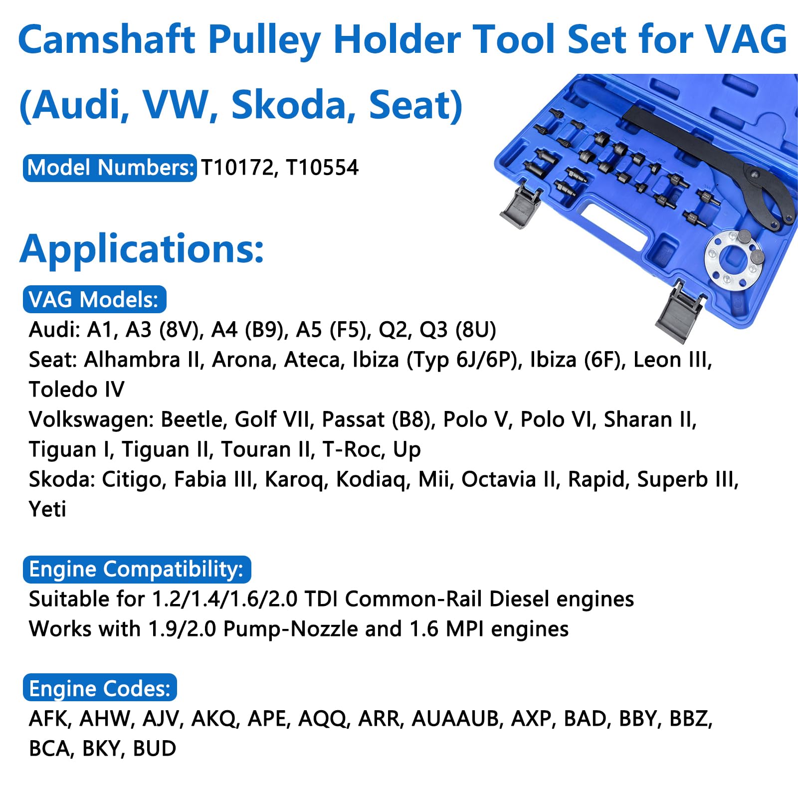 Zahnriemen Werkzeug Set für Audi VW VAG, OEM T10172 T10554