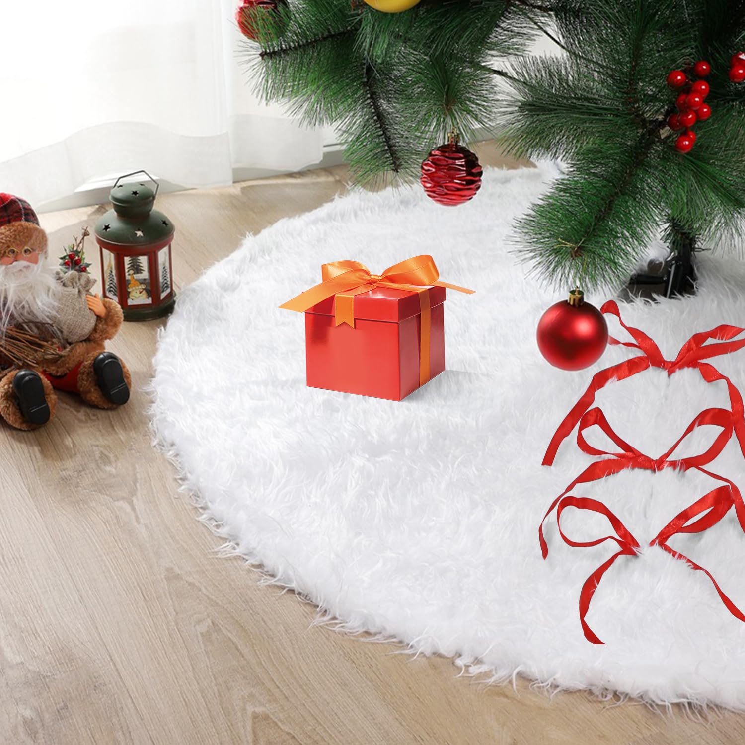 Kerstboomdeken 150 cm rond, dennenboomdeken, witte