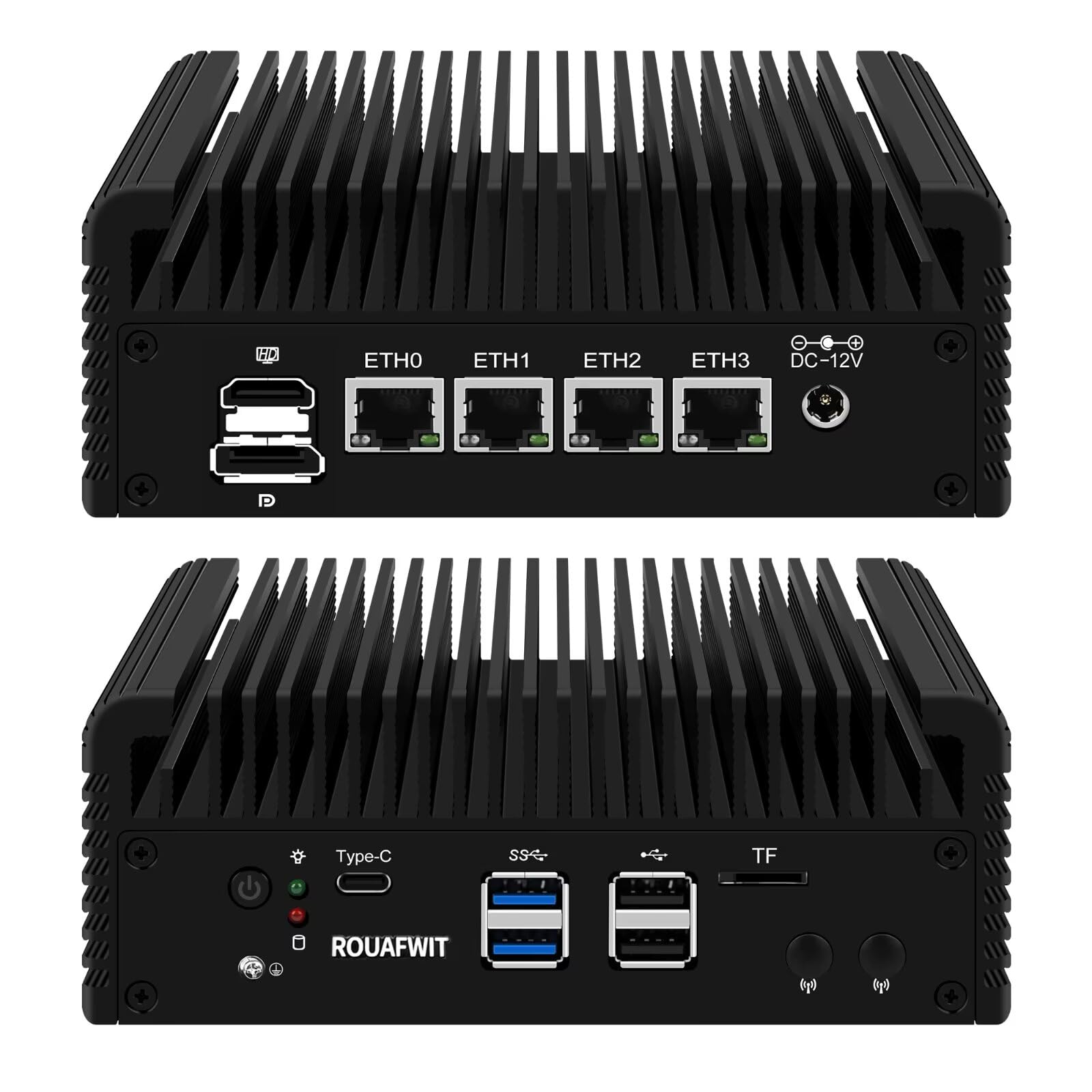 Firewall Mini PC U300E, 4x 2.5GbE i226V LAN, Fanless, DDR5 32G RAM 512G SSD
