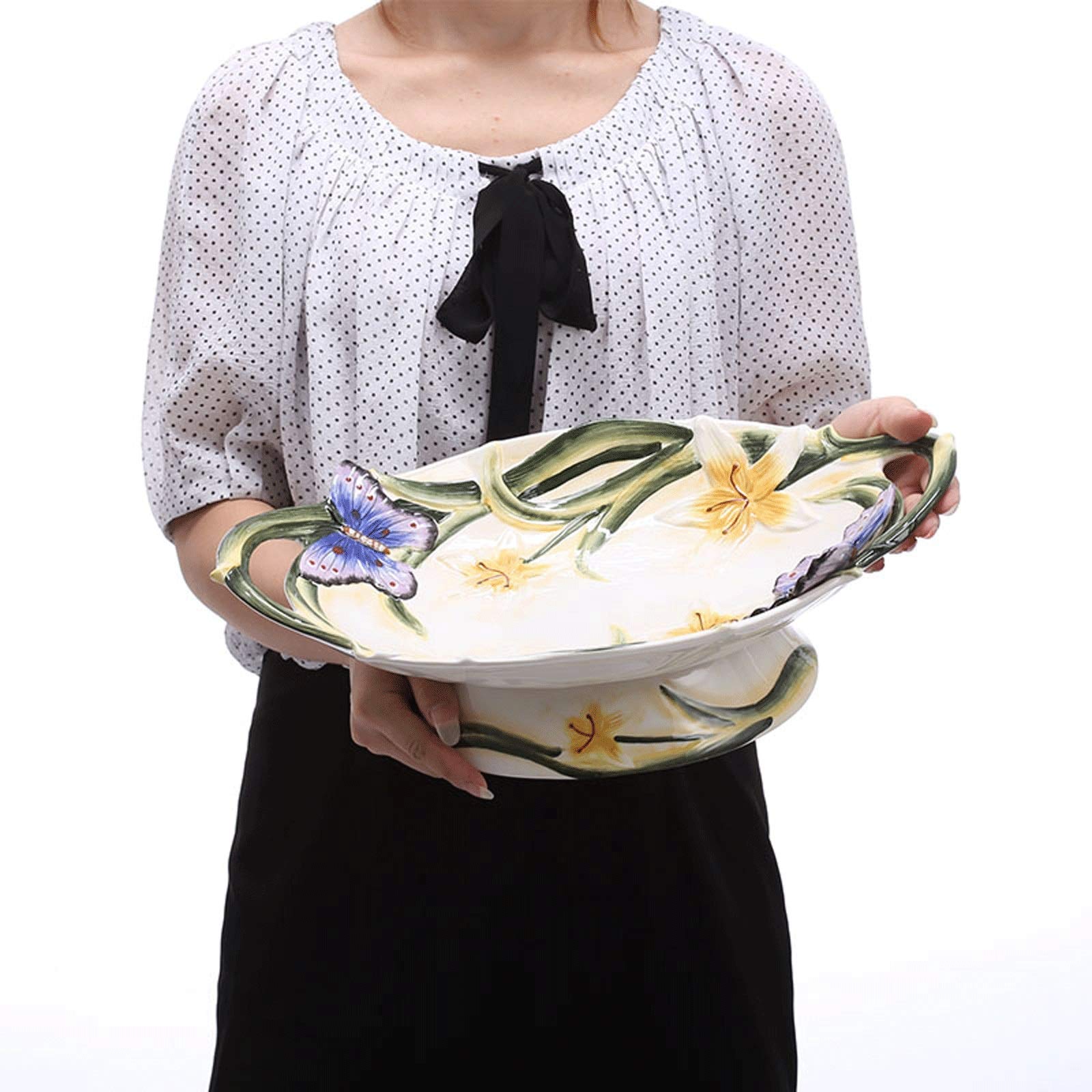 Miski na owoce kreatywna ceramiczna miska na owoce duży talerz na owoce salon stolik kawowy orzech przekąska talerz na owoce idealny prezent ślubny kosz na owoce