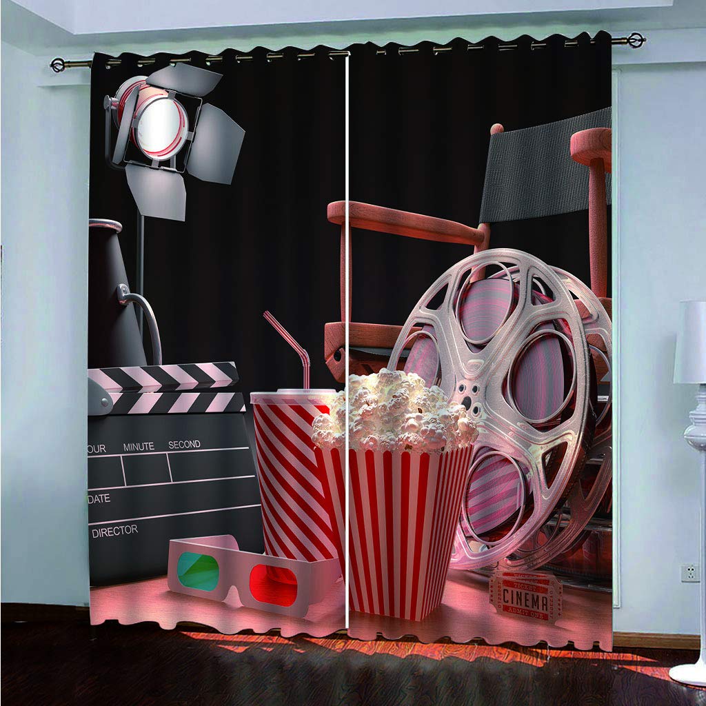 Nexan Tende Oscuranti Proiettore Retrò Tenda Oscurante Con Occhielli Per Interni Soggiorno Camera Da Letto Stanza Dei Bambini Poliestere Termica Isolante Stampa 3D 220x210cm